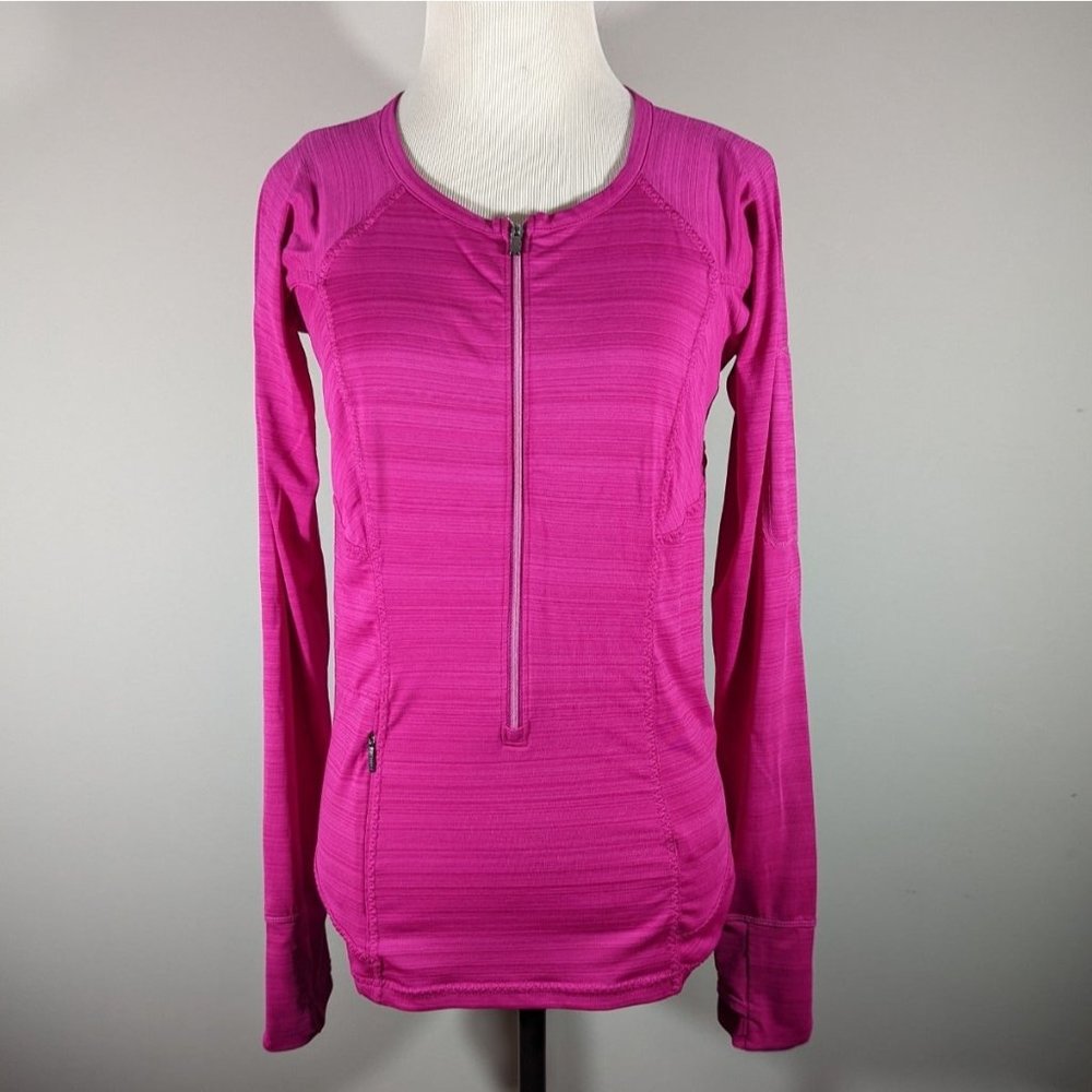 Athleta Hot Pink Long‎ Sleeve Athletic Top with Front Zipper Women's Size S
